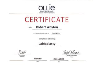 Certyfikat OLLIE Labiaplasty